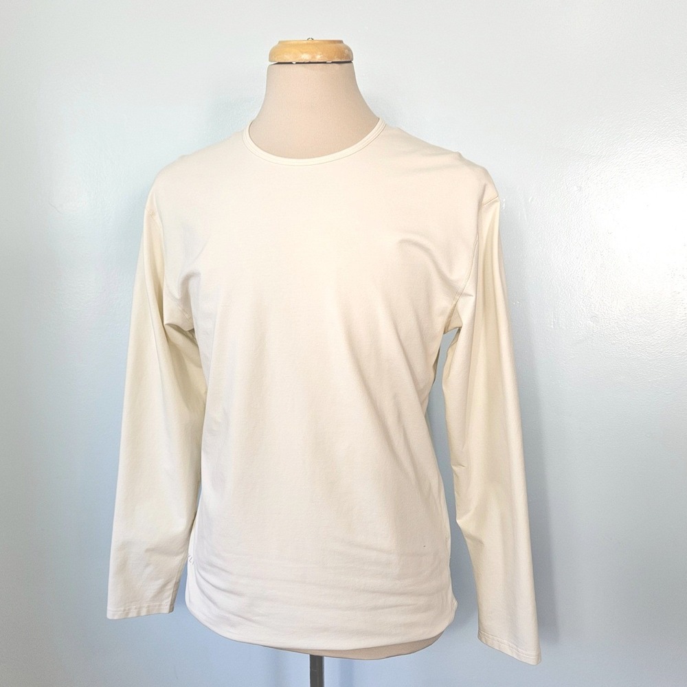 BYLT Basics Drop Cut L/S Lux Shirt Mens Large Cream Off White Long Sleeve Tee